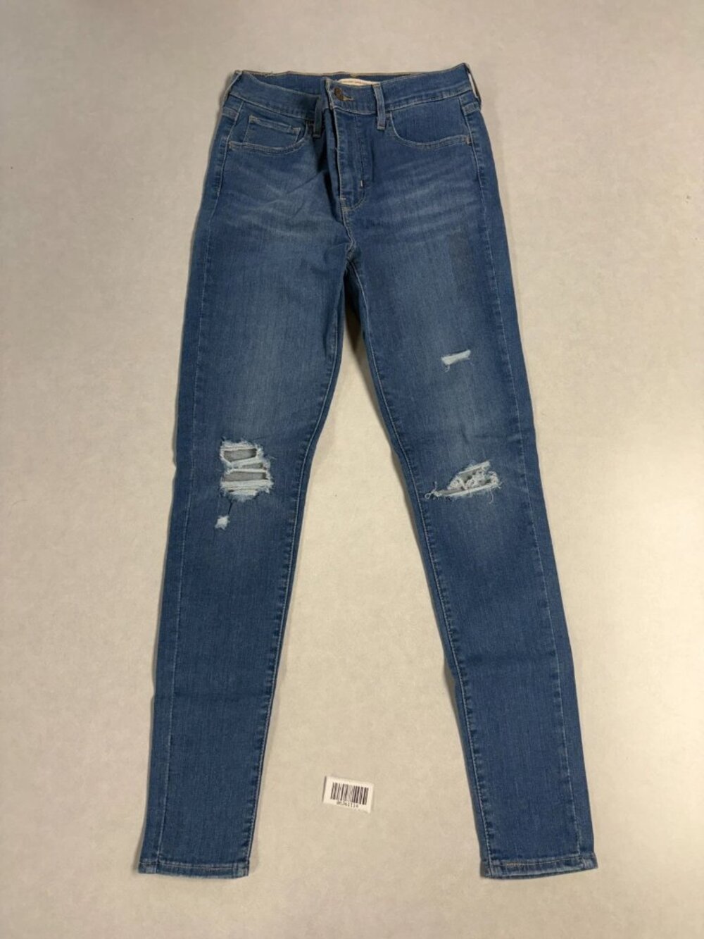 Levi Strauss & Co Womens Distressed High Rise Super Skinny Jeans Blue Size 27